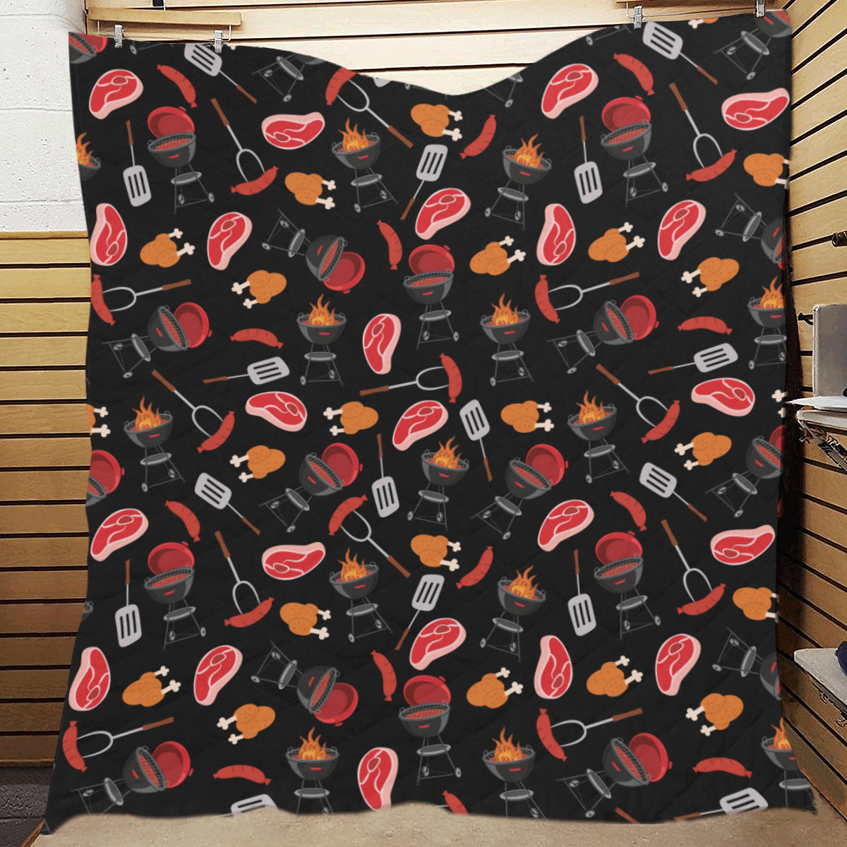 Barbecue Pattern Print Design 04 Premium Quilt