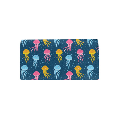 Jellyfish Pattern Print Design 04 Women's Trifold Wallet