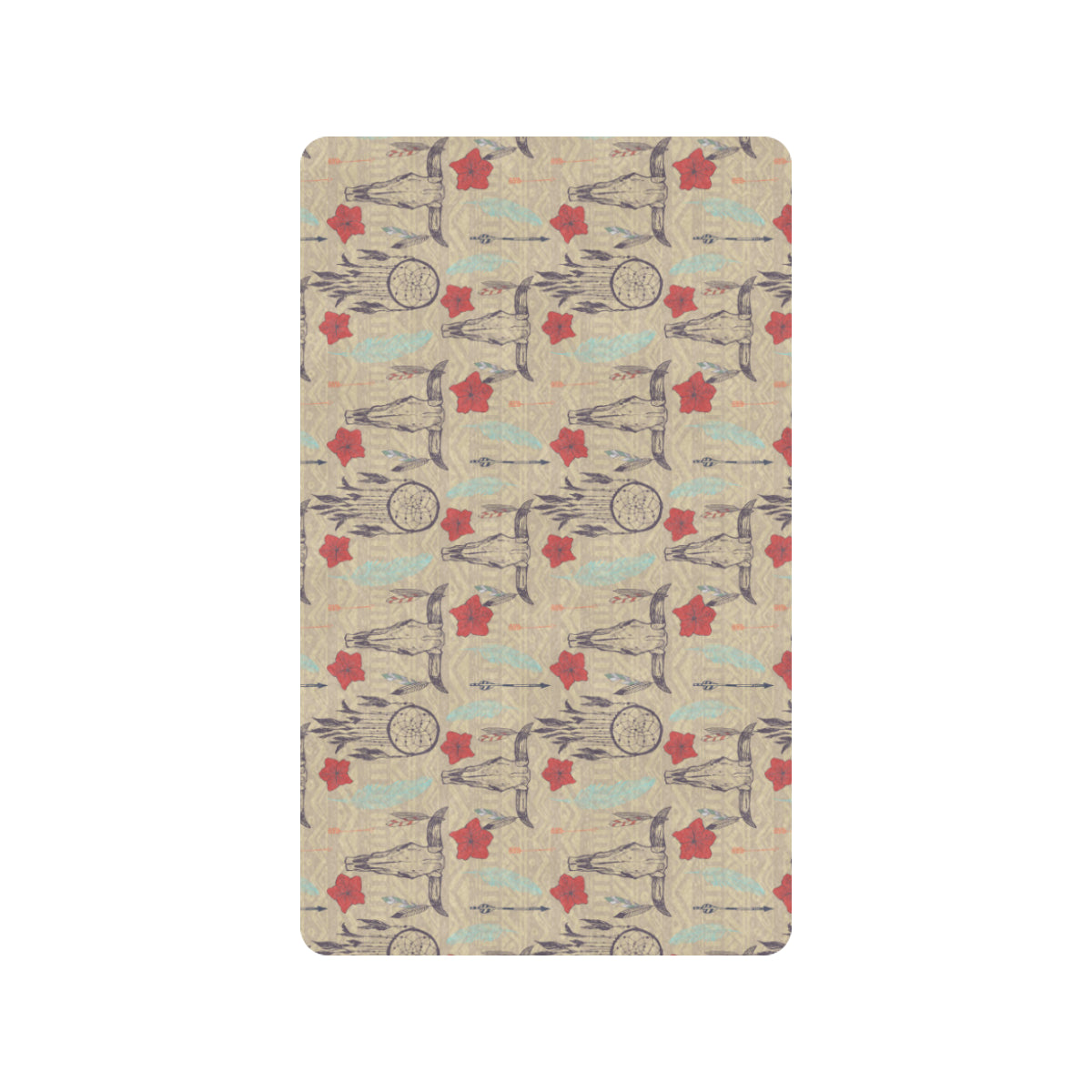 Native Buffalo Head Themed Design Print Rubber Doormat