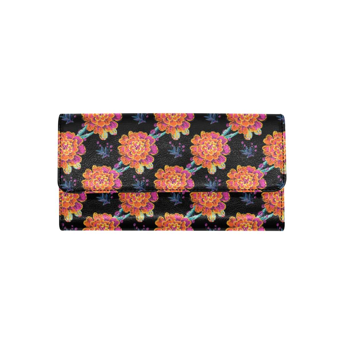 Marigold Pattern Print Design MR04 Women's Trifold Wallet
