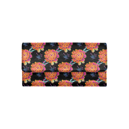Marigold Pattern Print Design MR04 Women's Trifold Wallet