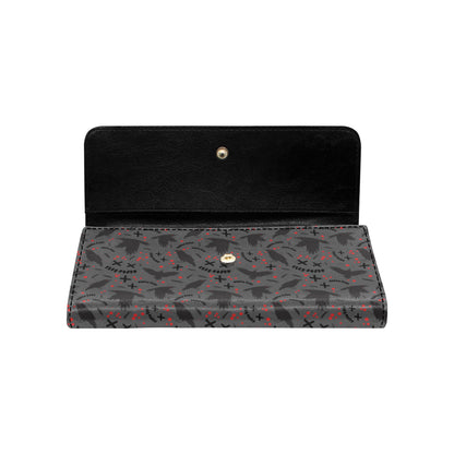Crow Pattern Print Design 02 Women's Trifold Wallet