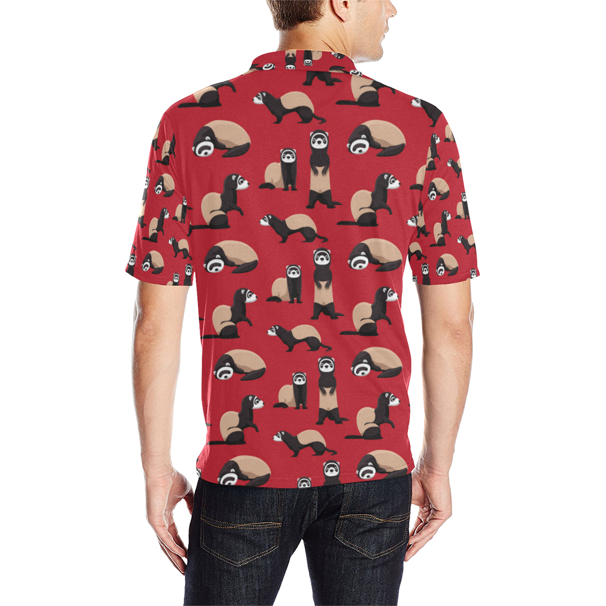 Ferret Pattern Print Design 02 Men Polo Shirt