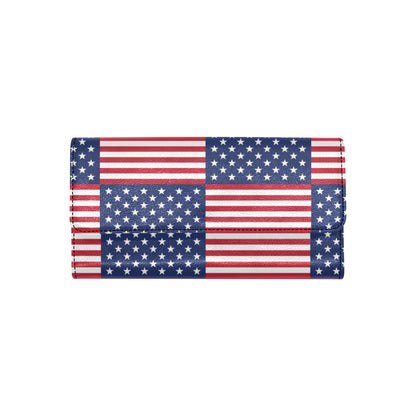 Patriotic US Flag Pattern Print Design A03 Women's Trifold Wallet