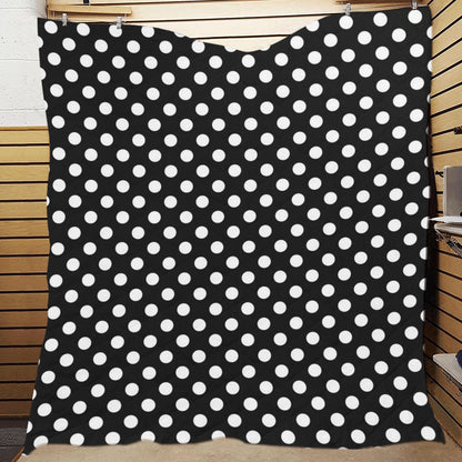 Polka Dot Black White Pattern Print Design 03 Premium Quilt