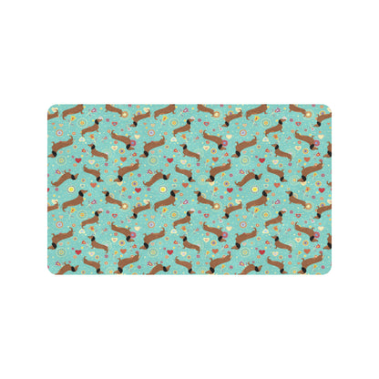 Dachshund with Floral Print Pattern Rubber Doormat