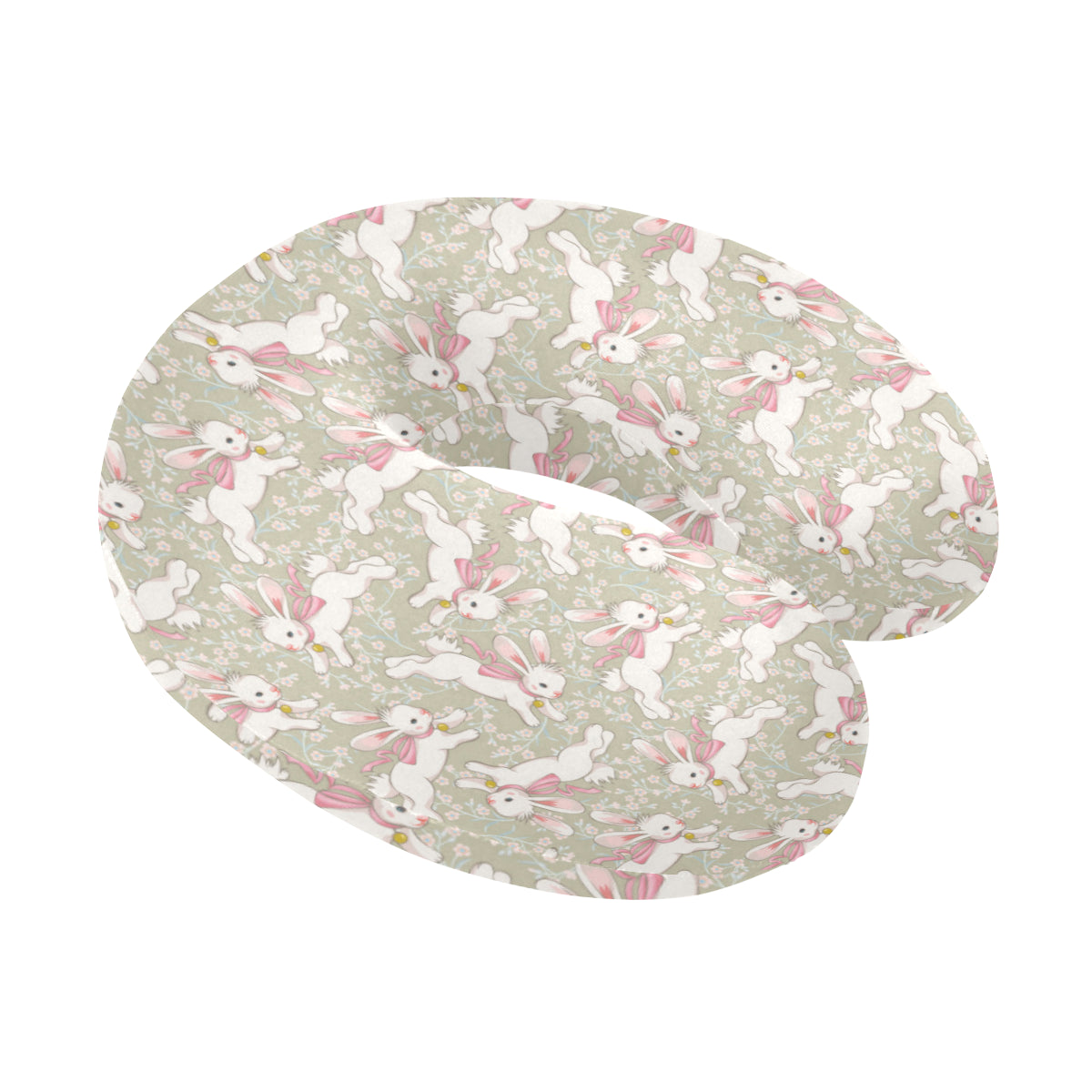 Bunny Pattern Print Design 06 U-Shaped Travel Neck Pillow