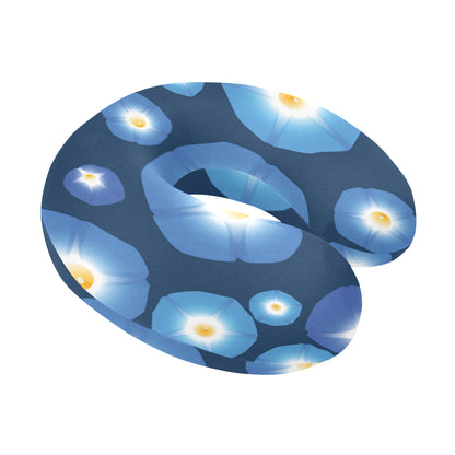 Morning Glory Pattern Print Design 02 U-Shaped Travel Neck Pillow
