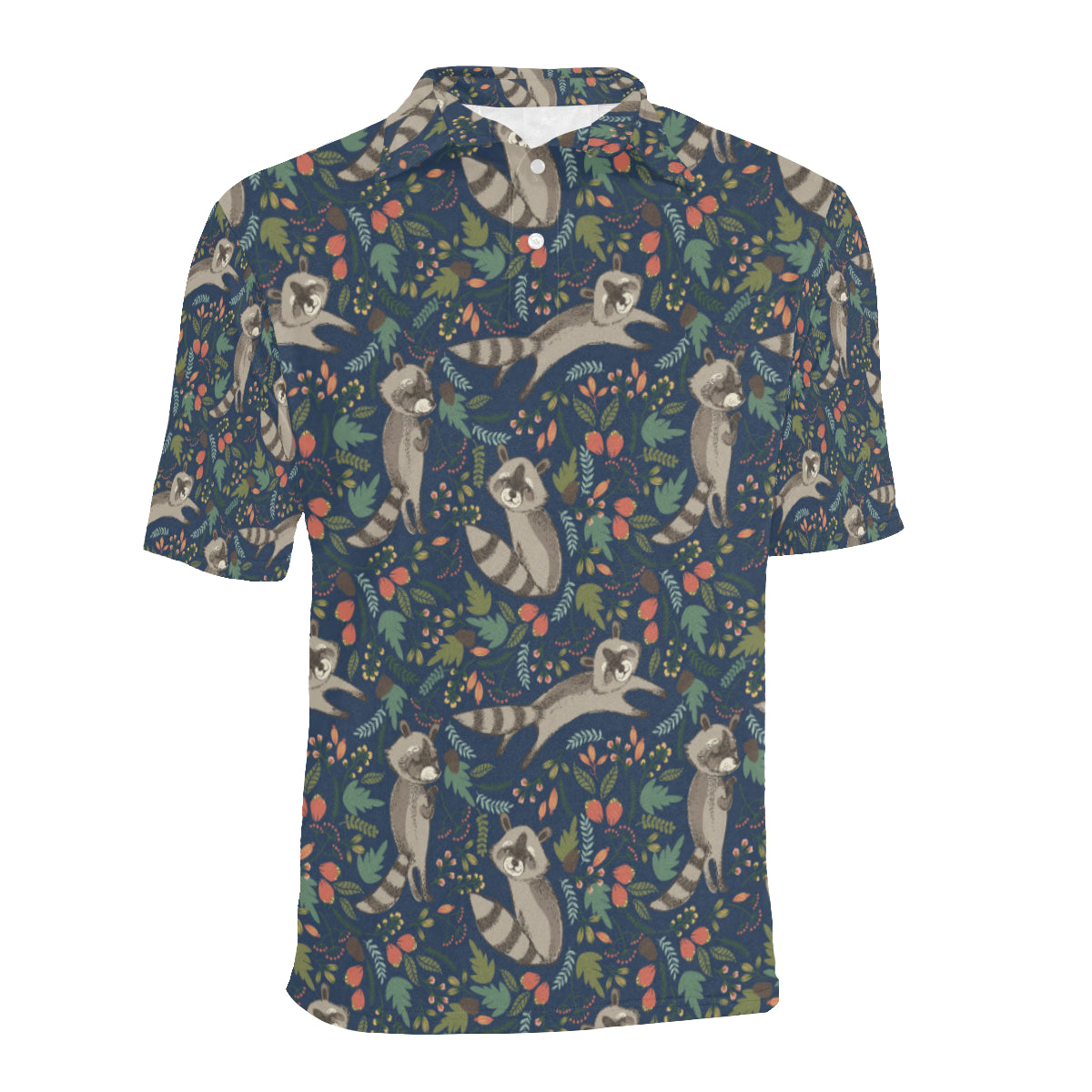 Raccoon Pattern Print Design A02 Men Polo Shirt