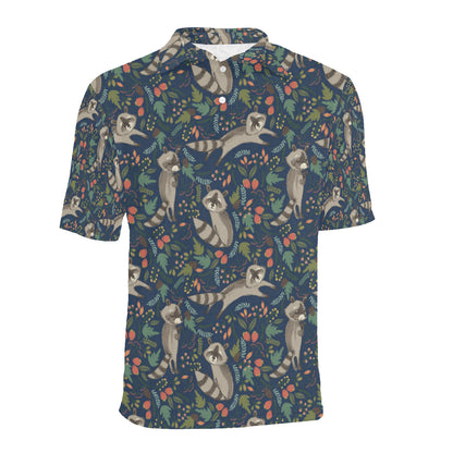 Raccoon Pattern Print Design A02 Men Polo Shirt