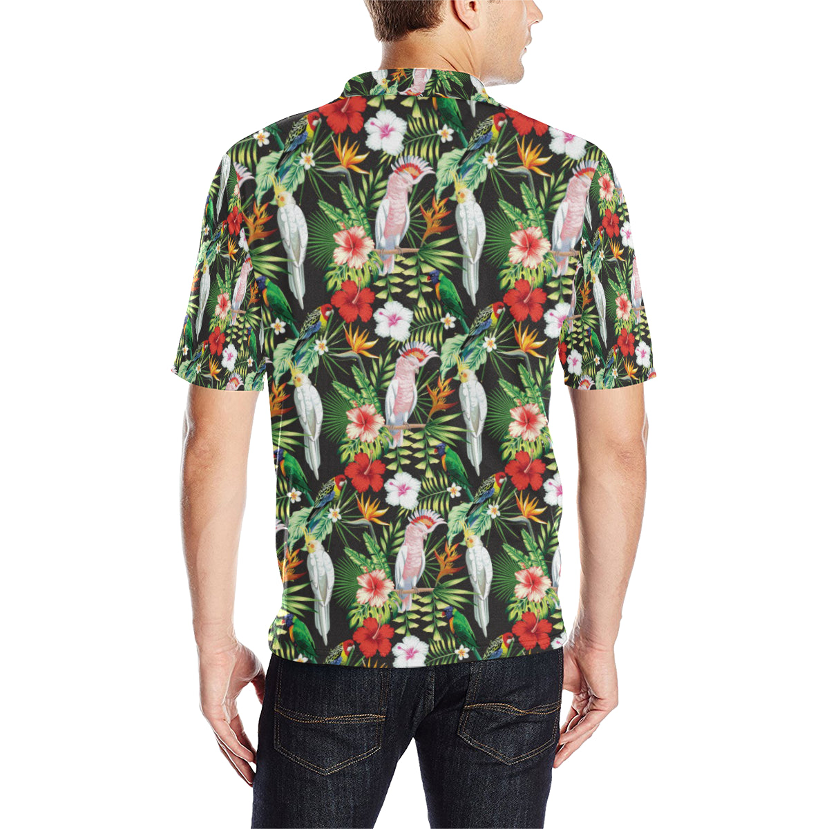 Tropical Flower Pattern Print Design TF03 Men Polo Shirt