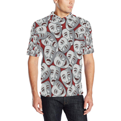 Acting Mask Pattern Print Design 01 Men Polo Shirt