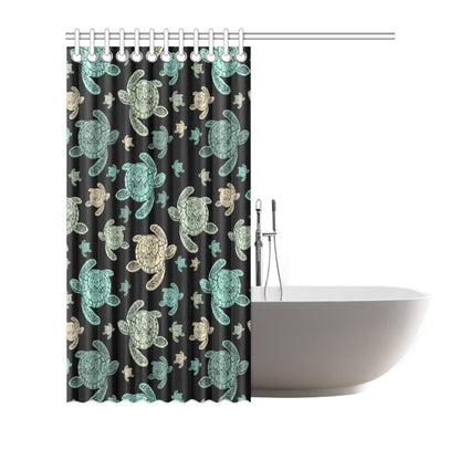 Sea Turtle Stamp Pattern Shower Curtain