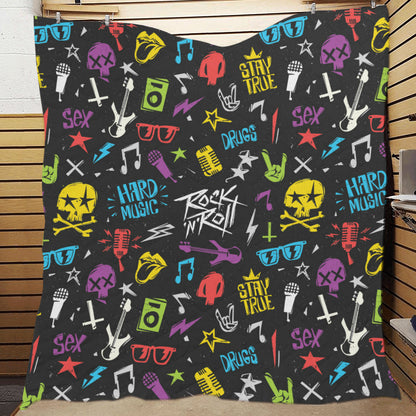 Rock and Roll Pattern Print Design A02 Premium Quilt