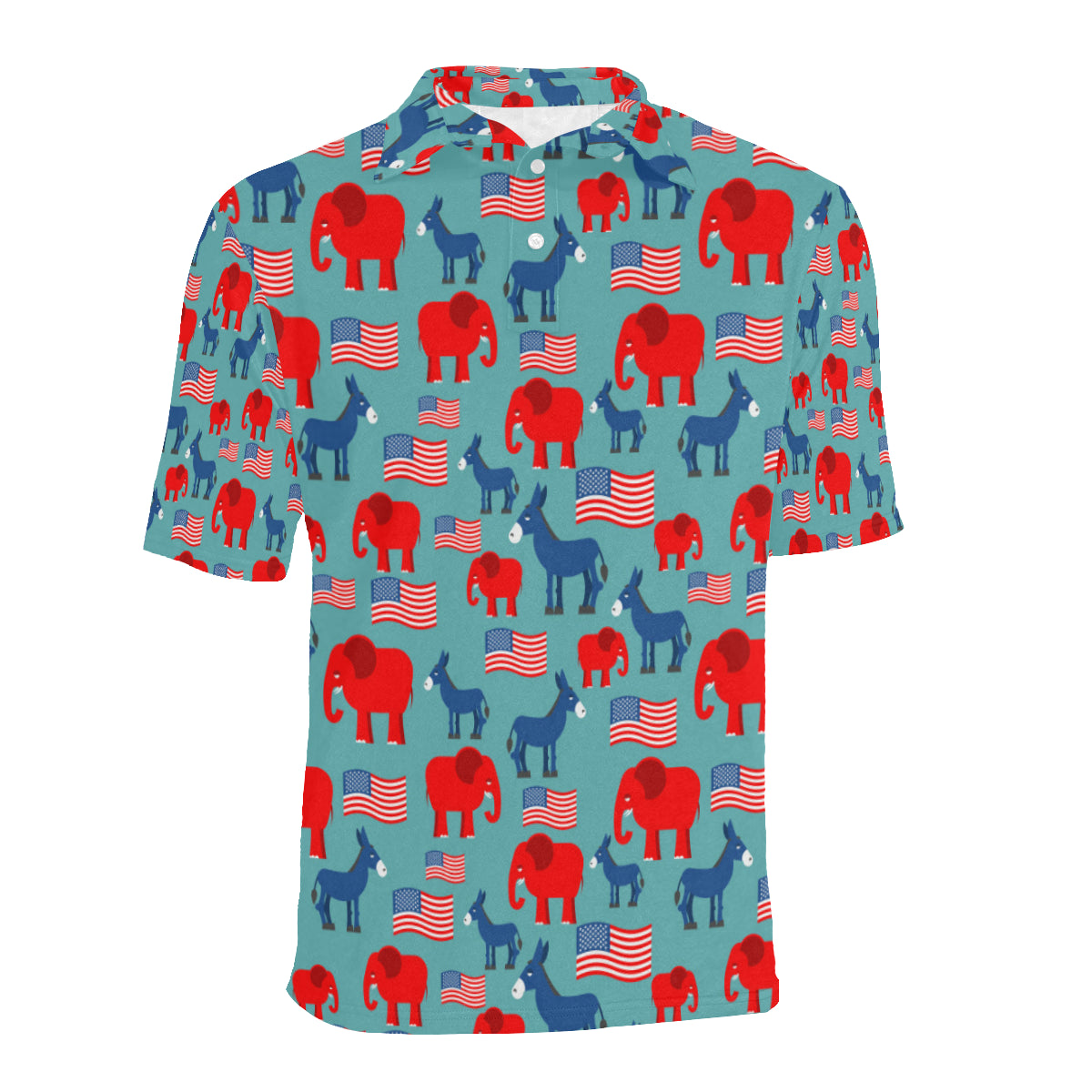 Donkey Red Elephant Pattern Print Design 03 Men Polo Shirt