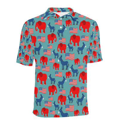 Donkey Red Elephant Pattern Print Design 03 Men Polo Shirt