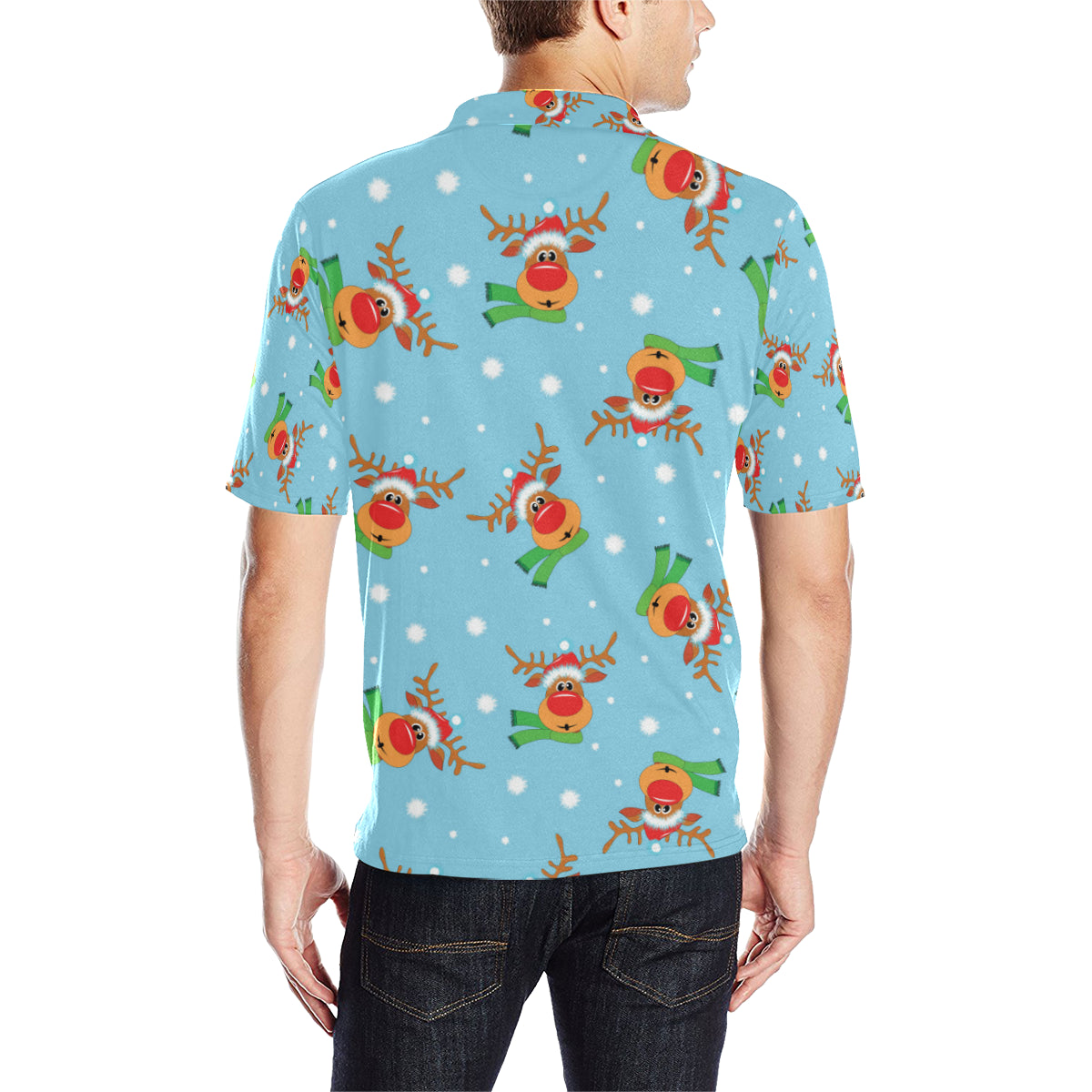 Reindeer cute Pattern Print Design 02 Men Polo Shirt