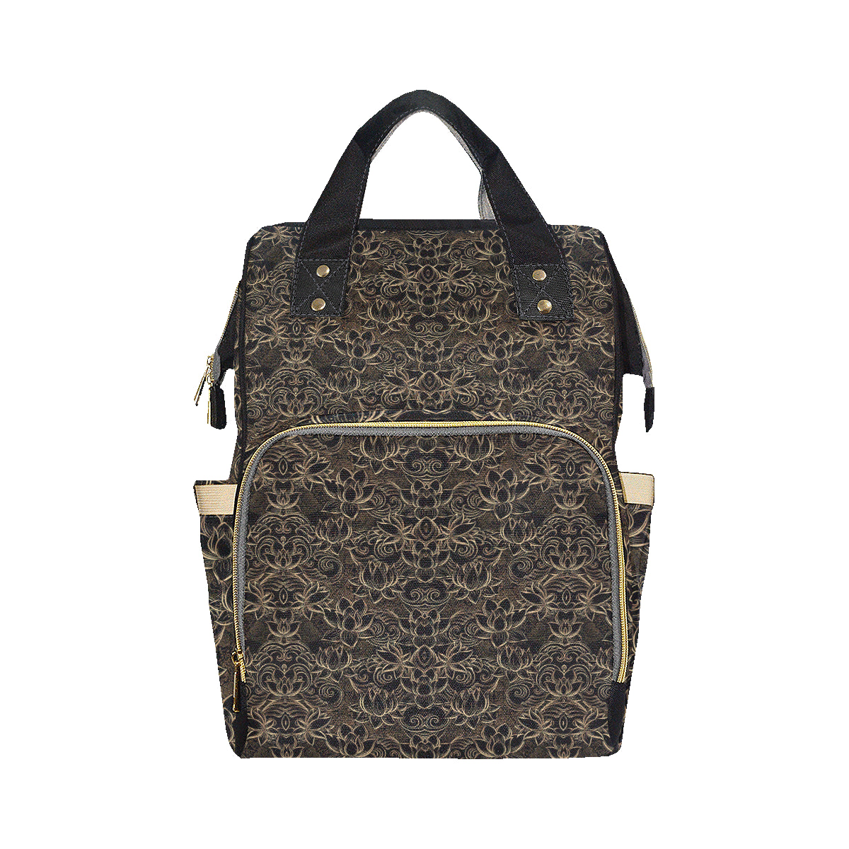 Lotus Gold Mandala Design Themed Diaper Bag Backpack