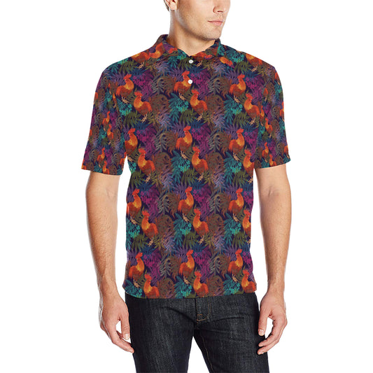 Rooster Print Style Men Polo Shirt