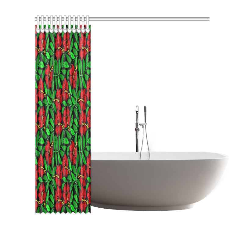 Red Hibiscus Embroidered Pattern Print Design HB03 Shower Curtain