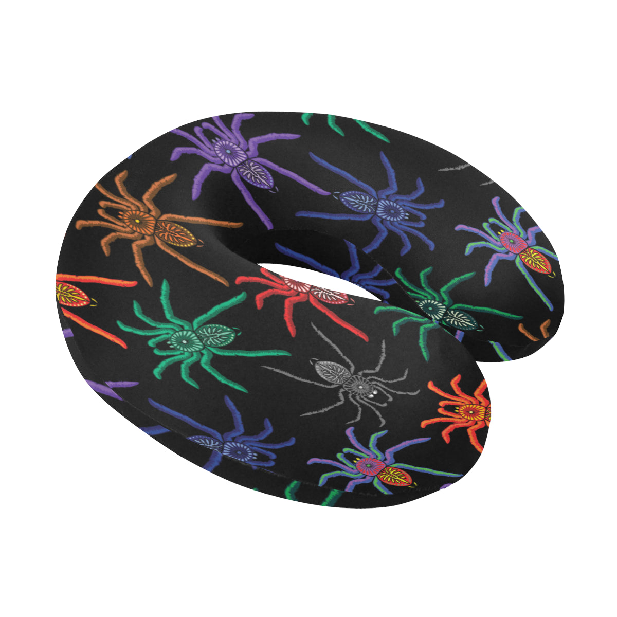 Tarantula Neon Color Pattern Print Design 03 U-Shaped Travel Neck Pillow