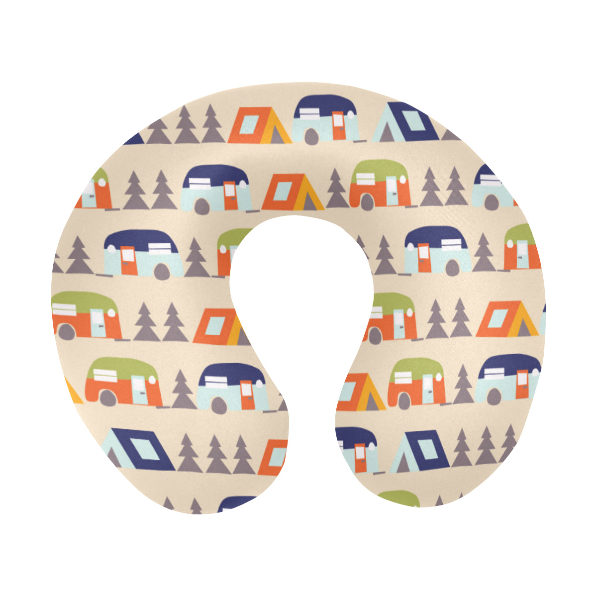 Camper Tent Pattern Print Design 03 U-Shaped Travel Neck Pillow