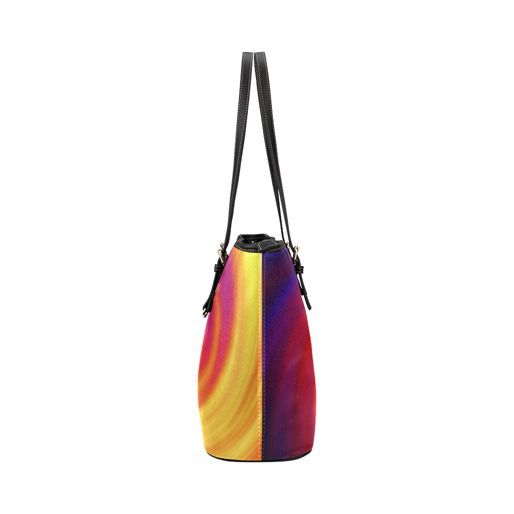 Vortex Twist Swirl Flame Themed Leather Tote Bag