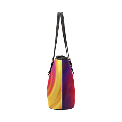 Vortex Twist Swirl Flame Themed Leather Tote Bag