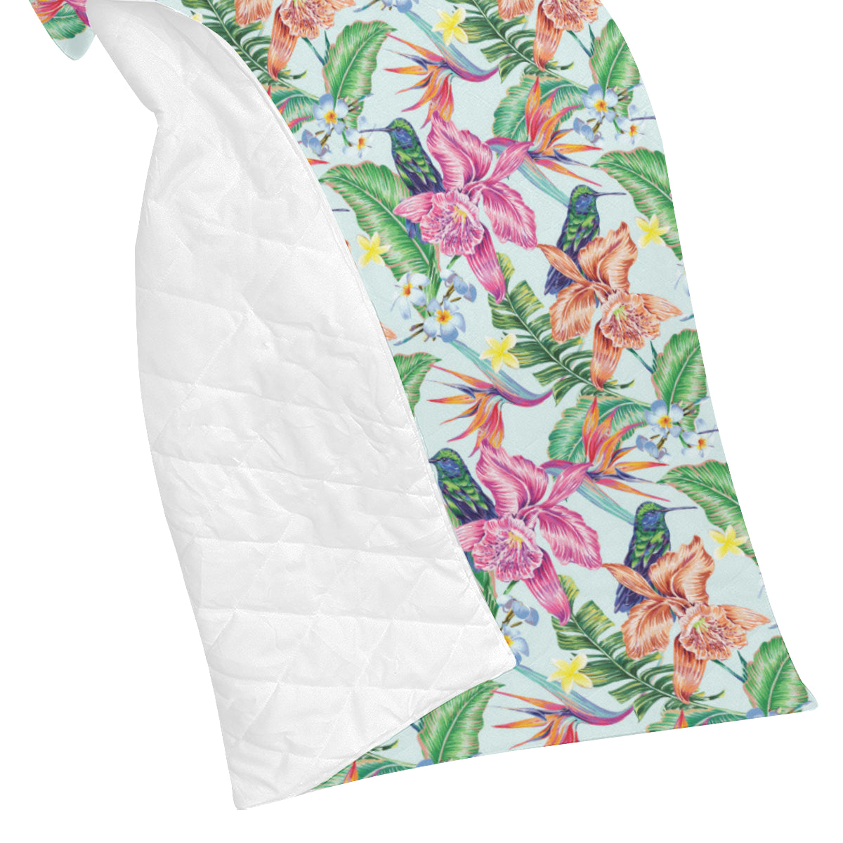 Hummingbird Tropical Pattern Print Design 05 Premium Quilt