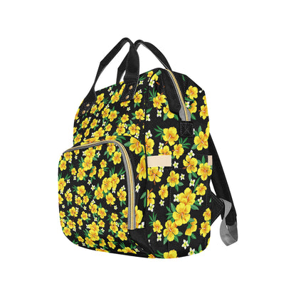 Yellow Hibiscus Pattern Print Design HB08 Diaper Bag Backpack