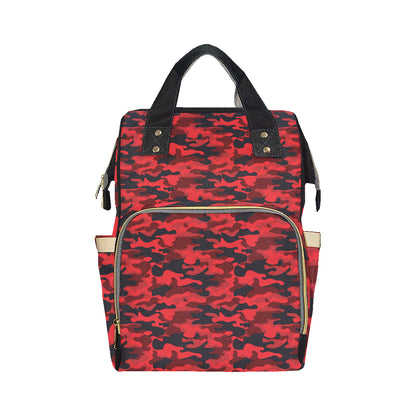 Camo Red Pattern Print Design 03 Diaper Bag Backpack