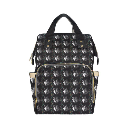 Wolf Black Dream Catcher Design Print Diaper Bag Backpack