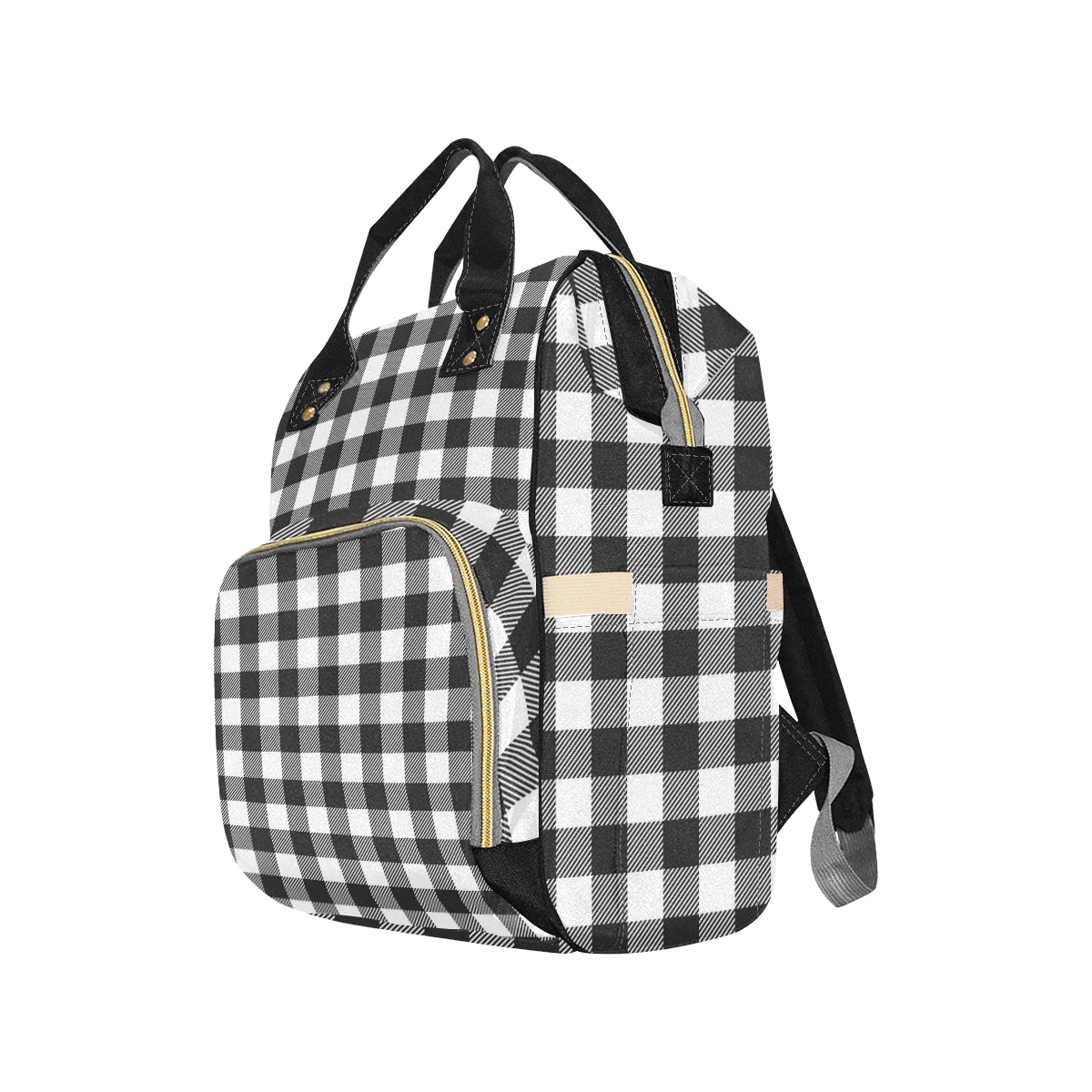 Buffalo check Black white Pattern Print Design 04 Diaper Bag Backpack