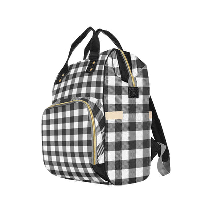 Buffalo check Black white Pattern Print Design 04 Diaper Bag Backpack