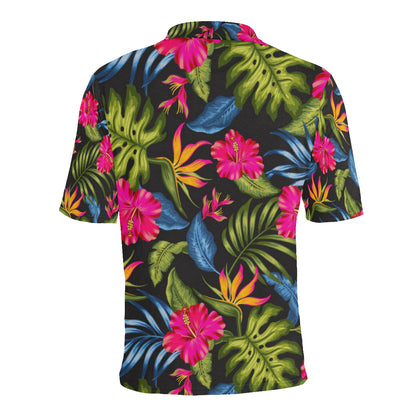Bird Of Paradise Pattern Print Design BOP014 Men Polo Shirt