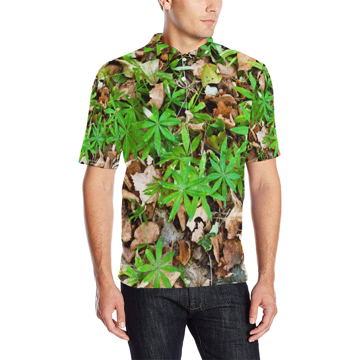 Camouflage Realistic Tree Fresh Print Men Polo Shirt