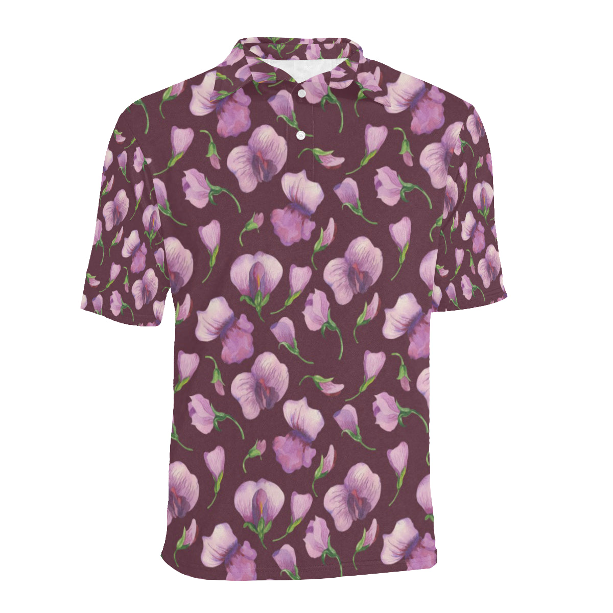 Peony Pattern Print Design PE010 Men Polo Shirt