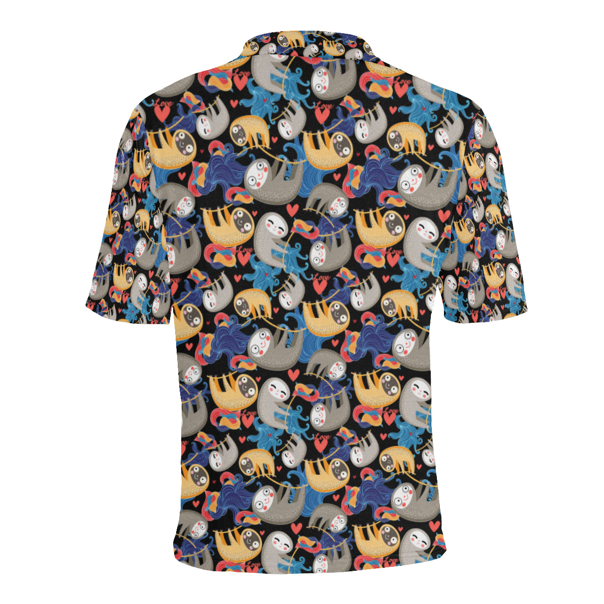 Sloth Cartoon Design Themed Print Men Polo Shirt