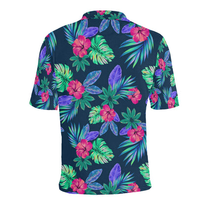 Tropical Flower Pattern Print Design TF09 Men Polo Shirt