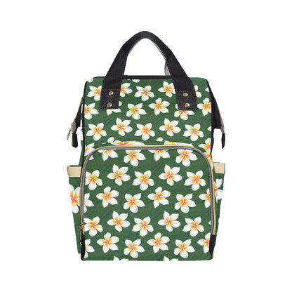 White Plumeria Pattern Print Design PM020 Diaper Bag Backpack