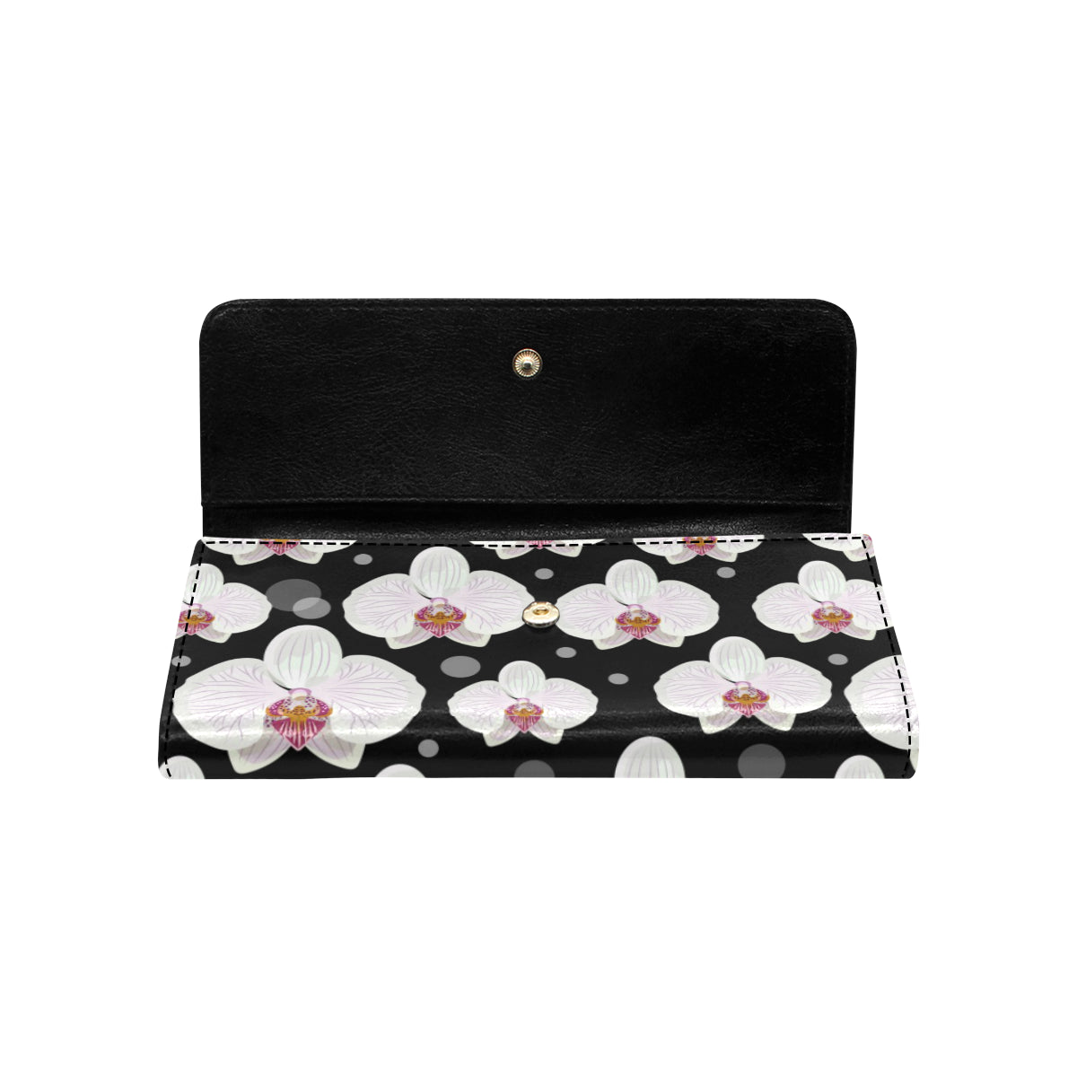 Orchid White Pattern Print Design OR09 Women's Trifold Wallet