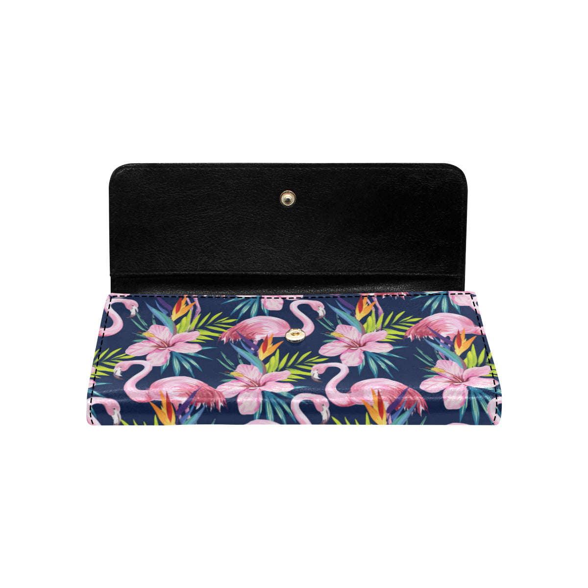 Flamingo Hibiscus Print Women's Trifold Wallet