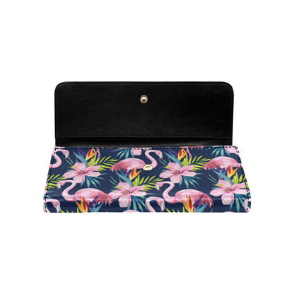 Flamingo Hibiscus Print Women's Trifold Wallet