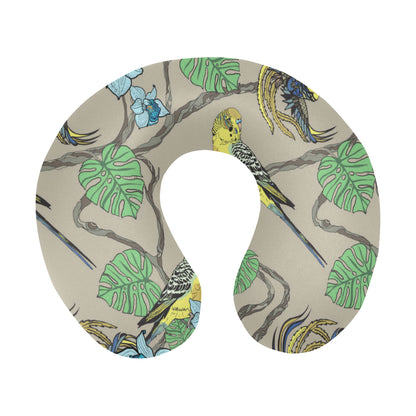 Parakeet Pattern Print Design A02 U-Shaped Travel Neck Pillow