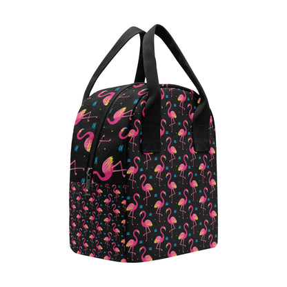 Flamingo Pink Neon Print Pattern Insulated Lunch Bag