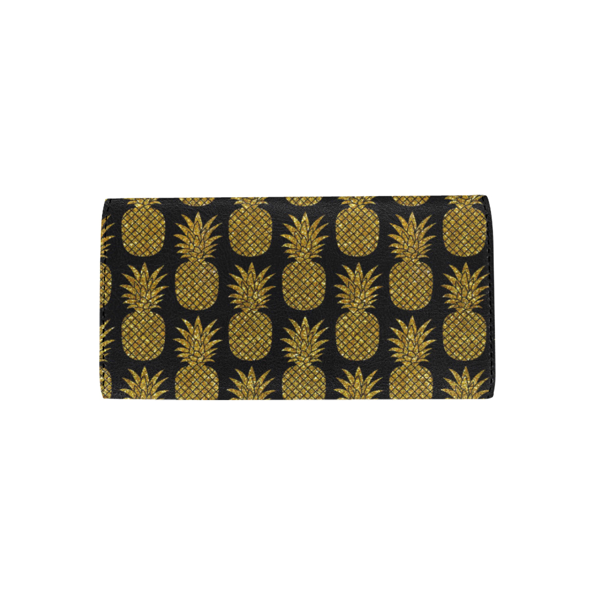 Gold Pineapple Pattern Print Design PP011 Women's Trifold Wallet