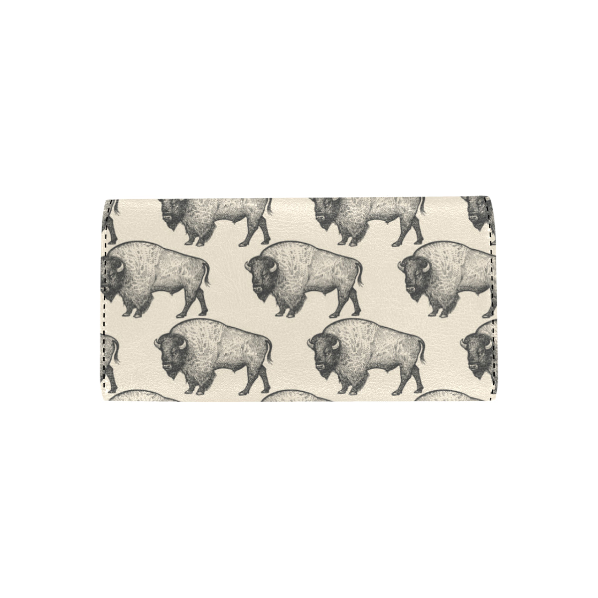 Bison Pattern Print Design 02 Women's Trifold Wallet