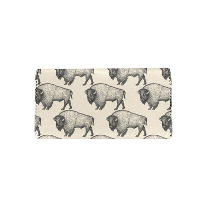 Bison Pattern Print Design 02 Women's Trifold Wallet
