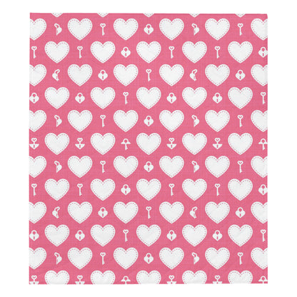 Heart Key Pattern Print Design HE09 Premium Quilt