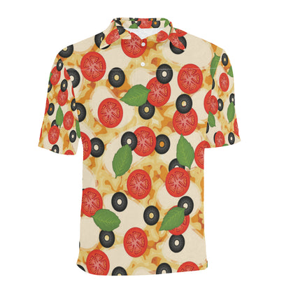 Pizza Pattern Print Design A05 Men Polo Shirt